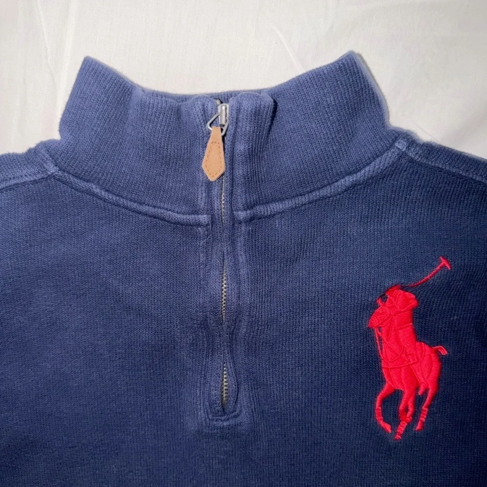 Vintage Polo by Ralph Lauren Navy Half-Zip Pullover with Red Pony